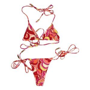 Nua Swim Rebecca Bikini in Orange Pink Print